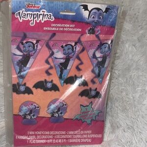 Vampirina Party Decoration Kit - Banner Flag & Table Decor Pink and Purple